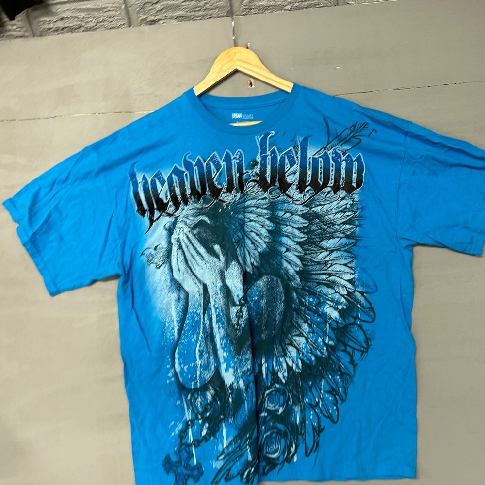 Urban‎ Legends Graphic T Shirt Blue Angel Wings Heaven Below Mens 2X Large